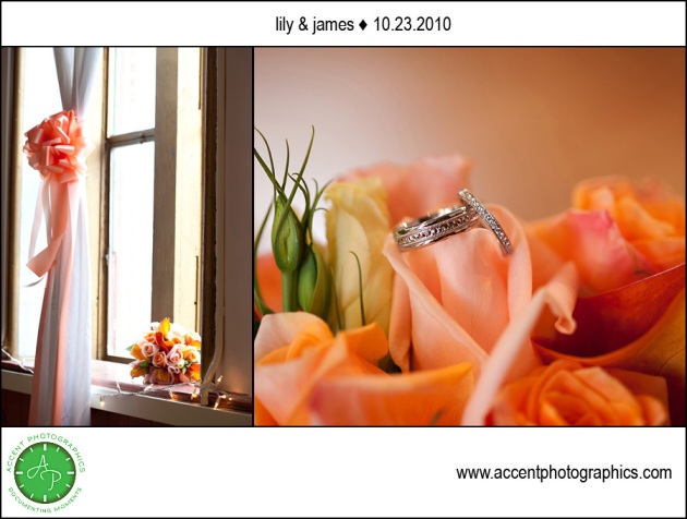 flowers by window and wedding rings